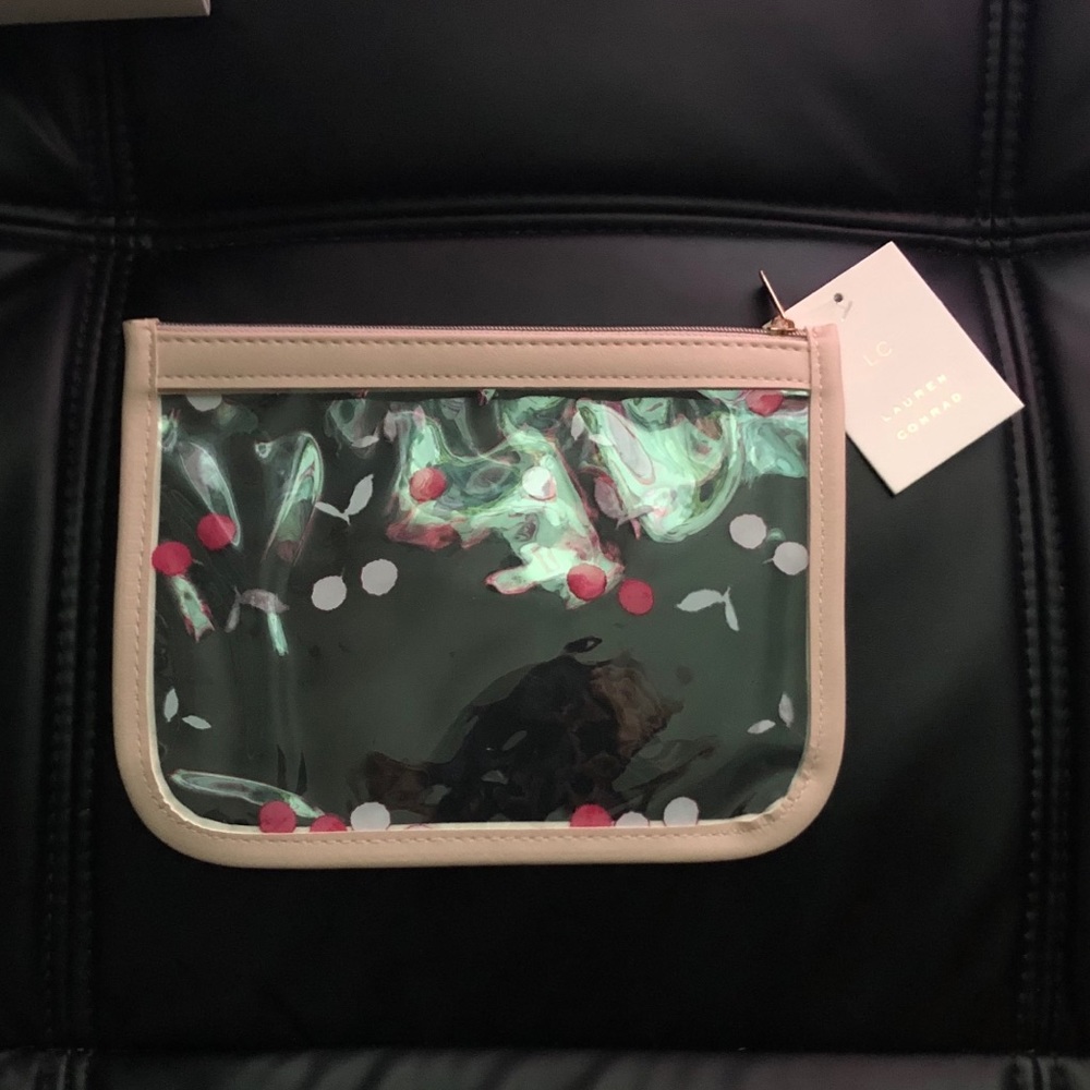 NWT Lauren Conrad Cherry  pink clear cosmetic case